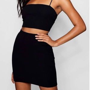 BLACK TOP & SKIRT SET